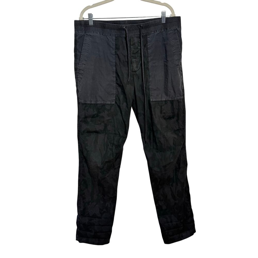 James Perse Rip Stop Camo Pant Men Gray Casual Quite Luxury Pocket 100% Cotton